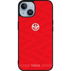 Coque iPhone 15 - Silicone rigide noir Maillot de football Tunisie 2026 personnalisable