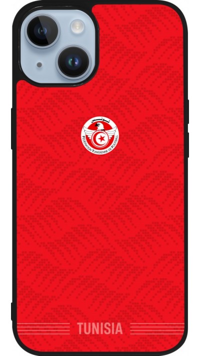 Coque iPhone 15 - Silicone rigide noir Maillot de football Tunisie 2026 personnalisable