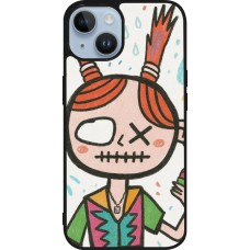 Coque iPhone 15 - Silicone rigide noir Little Girl Sketch