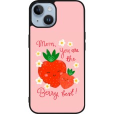 Coque iPhone 15 - Silicone rigide noir Mom 2026 Berry best