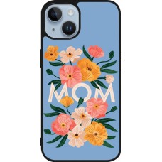 Coque iPhone 15 - Silicone rigide noir Mom 2026 Flowers
