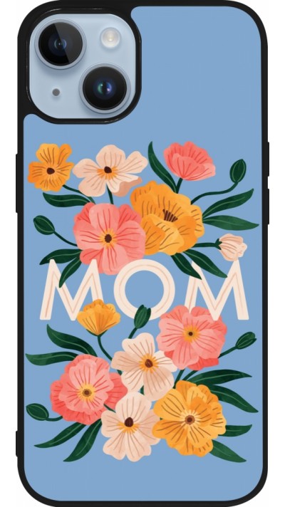Coque iPhone 15 - Silicone rigide noir Mom 2026 Flowers
