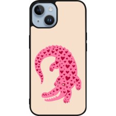 Coque iPhone 15 - Silicone rigide noir Pink crocodile 2026