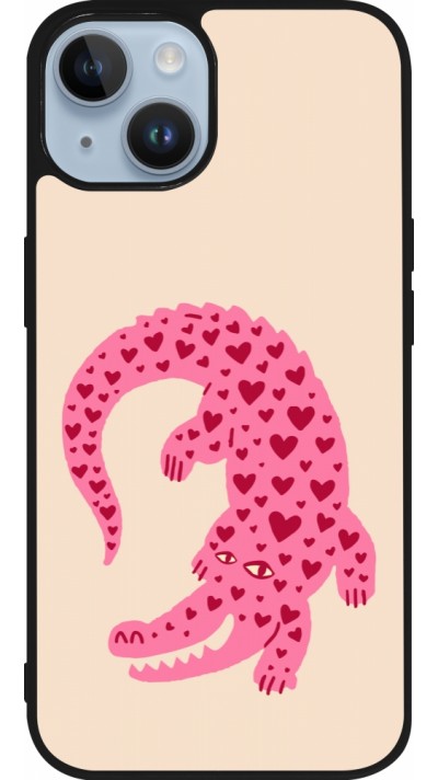 Coque iPhone 15 - Silicone rigide noir Pink crocodile 2026