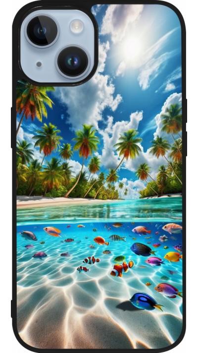 iPhone 15 Case Hülle - Silikon schwarz Strandparadies