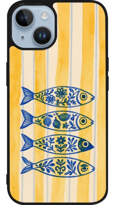 Coque iPhone 15 - Silicone rigide noir Portuguese fish 2026