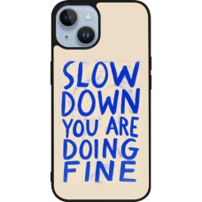 Coque iPhone 15 - Silicone rigide noir Slow down 2026