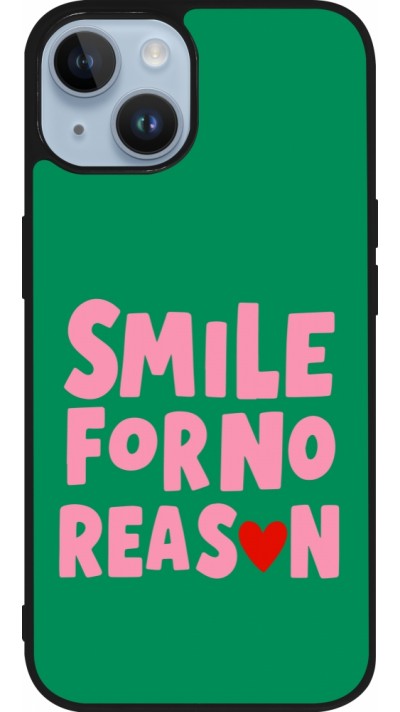 Coque iPhone 15 - Silicone rigide noir Smile for no reason 2026
