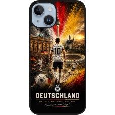 Coque iPhone 15 - Silicone rigide noir Football Allemagne splash 2026