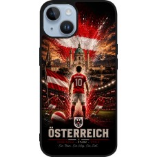 Coque iPhone 15 - Silicone rigide noir Football Autriche splash 2026