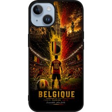 Coque iPhone 15 - Silicone rigide noir Football Belgique splash 2026