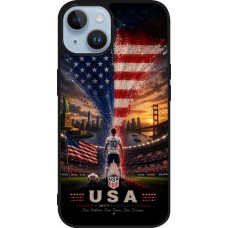 Coque iPhone 15 - Silicone rigide noir Football États-Unis splash 2026