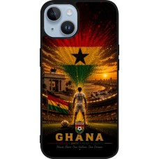 Coque iPhone 15 - Silicone rigide noir Football Ghana splash 2026