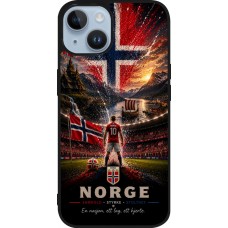 Coque iPhone 15 - Silicone rigide noir Football Norvège splash 2026