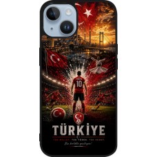 Coque iPhone 15 - Silicone rigide noir Football Turquie splash 2026