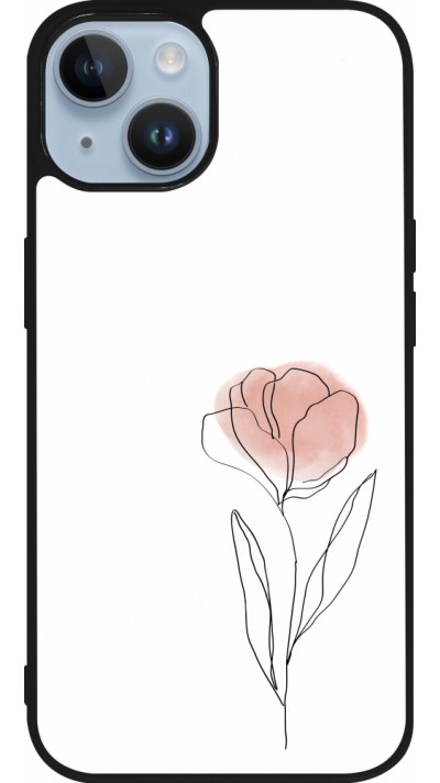 iPhone 15 Case Hülle - Silikon schwarz Spring 23 minimalist flower