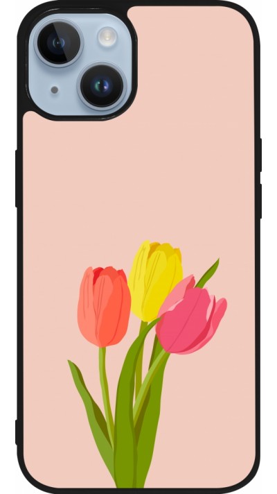 iPhone 15 Case Hülle - Silikon schwarz Spring 23 tulip trio