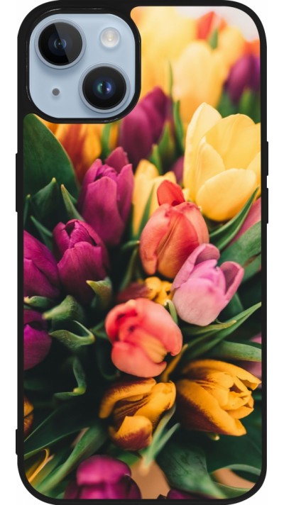 Coque iPhone 15 - Silicone rigide noir Bouquet of tulips 2026