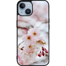 Coque iPhone 15 - Silicone rigide noir Cherry tree 2026