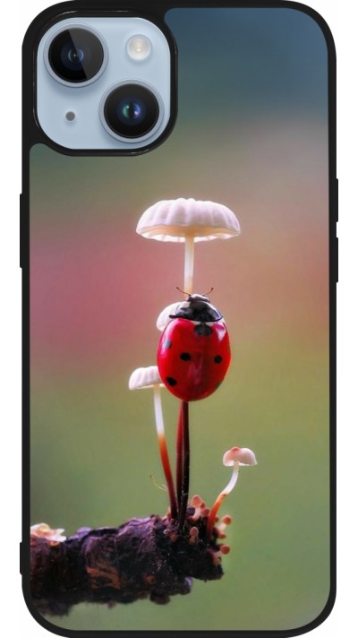 Coque iPhone 15 - Silicone rigide noir Ladybird on a mushroom 2026