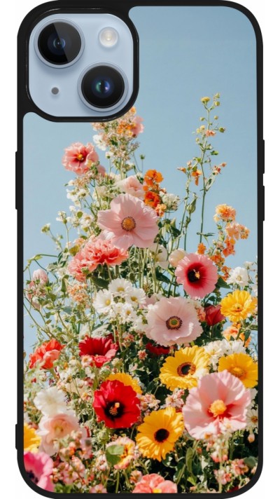 Coque iPhone 15 - Silicone rigide noir Spring flowers 2026