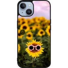 Coque iPhone 15 - Silicone rigide noir Sunflower with glasses 2026