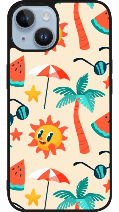 iPhone 15 Case Hülle - Silikon schwarz Summer 2025 Pattern soleil