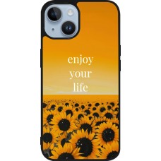 Coque iPhone 15 - Silicone rigide noir Summer 2026 Enjoy your life