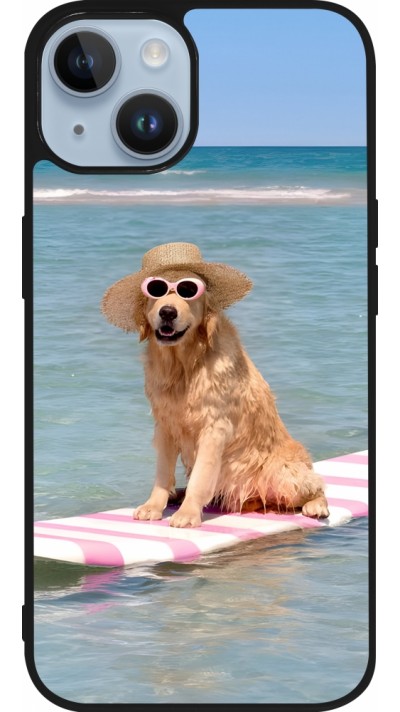 iPhone 15 Case Hülle - Silikon schwarz Summer Dog on Paddle