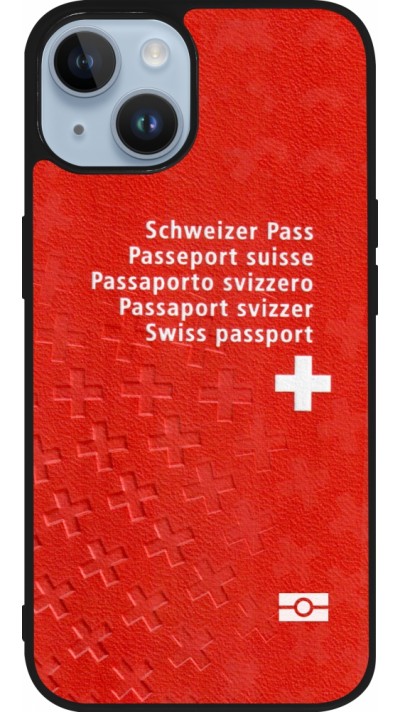 iPhone 15 Case Hülle - Silikon schwarz Swiss Passport