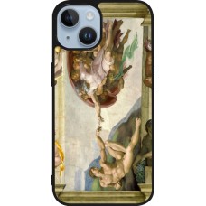 Coque iPhone 15 - Silicone rigide noir Tableau art - La Création d’Adam - Michel-Ange