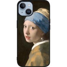 Coque iPhone 15 - Silicone rigide noir Tableau art - La Jeune fille à la perle - Johannes Vermeer
