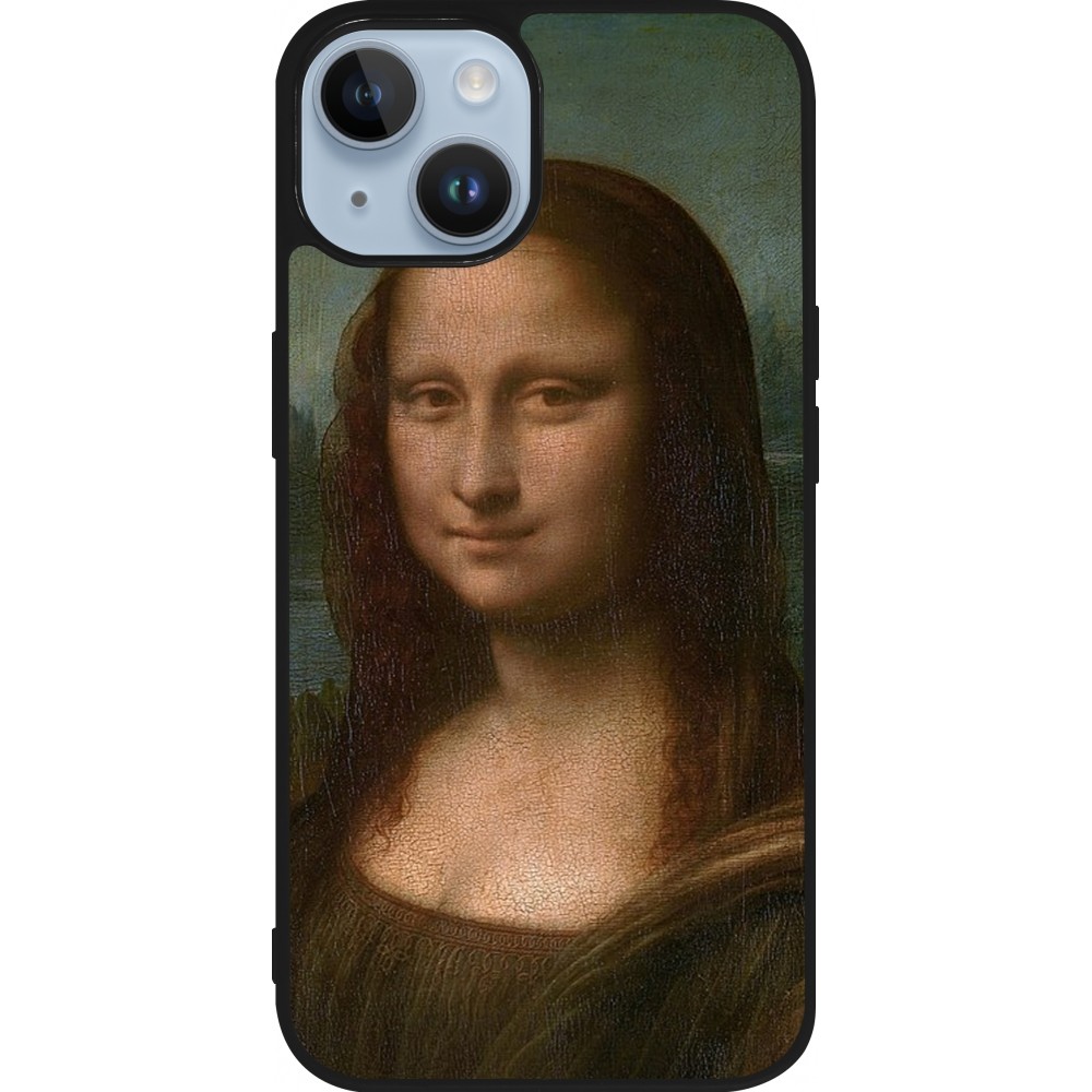 Coque iPhone 15 - Silicone rigide noir Tableau art - La Joconde - Léonard de Vinci