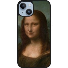 Coque iPhone 15 - Silicone rigide noir Tableau art - La Joconde - Léonard de Vinci