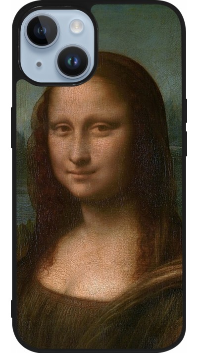 Coque iPhone 15 - Silicone rigide noir Tableau art - La Joconde - Léonard de Vinci