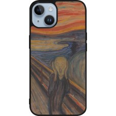 Coque iPhone 15 - Silicone rigide noir Tableau art - Le Cri - Edvard Munch