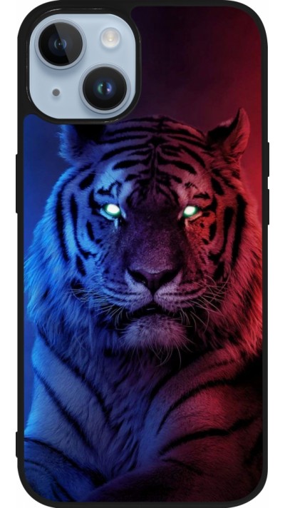 iPhone 15 Case Hülle - Silikon schwarz Tiger Blue Red