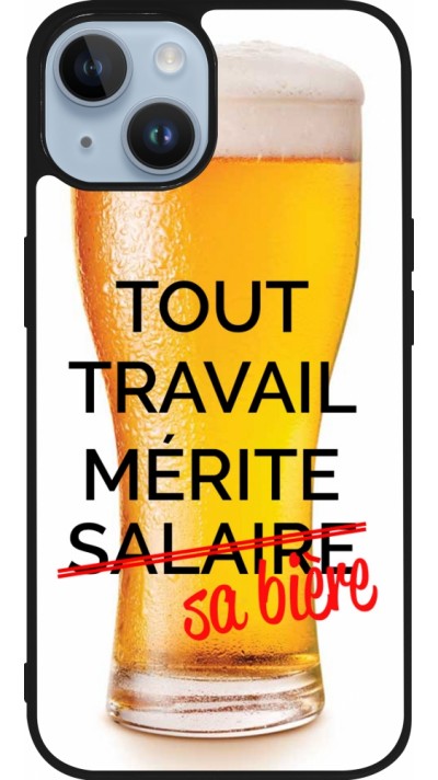 iPhone 15 Case Hülle - Silikon schwarz Tout travail mérite sa bière