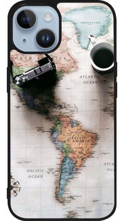 iPhone 15 Case Hülle - Silikon schwarz Travel 01