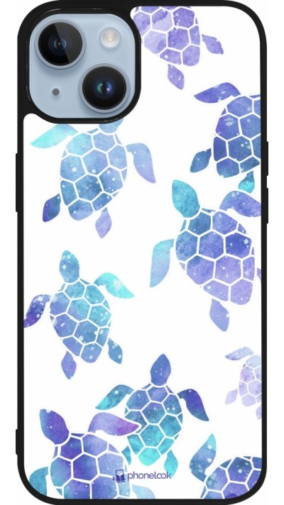 iPhone 15 Case Hülle - Silikon schwarz Turtles pattern watercolor