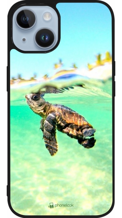 iPhone 15 Case Hülle - Silikon schwarz Turtle Underwater