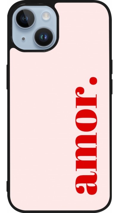 Coque iPhone 15 - Silicone rigide noir Valentine 2024 amor