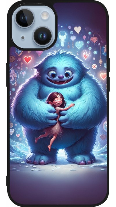 Coque iPhone 15 - Silicone rigide noir Valentine 2024 Fluffy Love