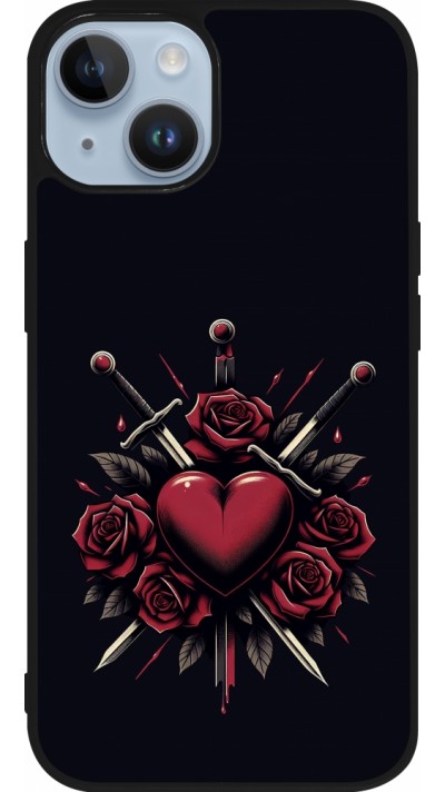 Coque iPhone 15 - Silicone rigide noir Valentine 2024 gothic love