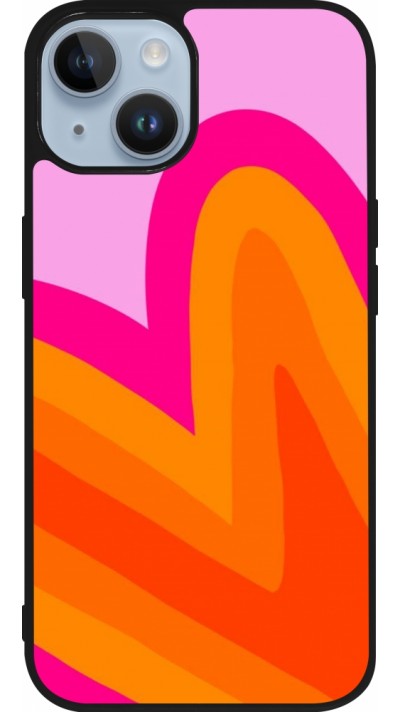 Coque iPhone 15 - Silicone rigide noir Valentine 2024 heart gradient