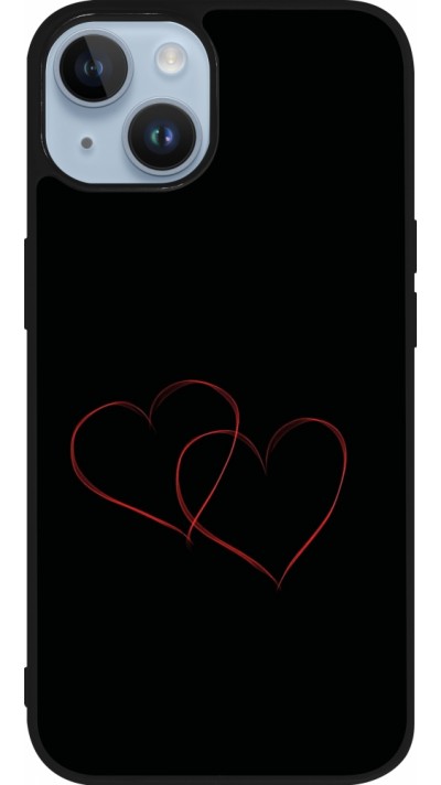Coque iPhone 15 - Silicone rigide noir Valentine 2023 attached heart