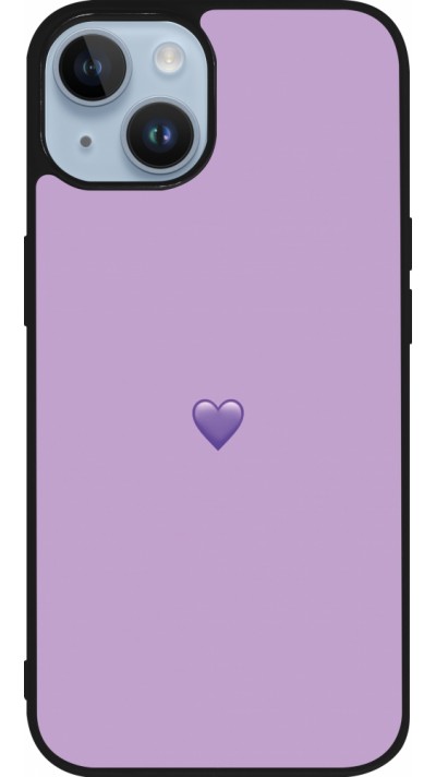 Coque iPhone 15 - Silicone rigide noir Valentine 2023 purpule single heart