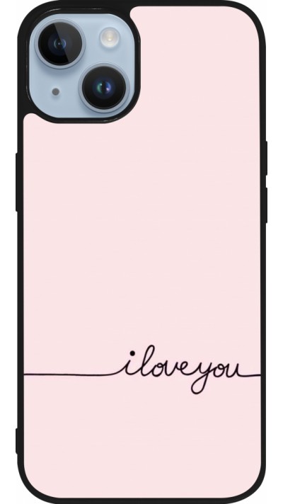 Coque iPhone 15 - Silicone rigide noir Valentine 2023 i love you writing