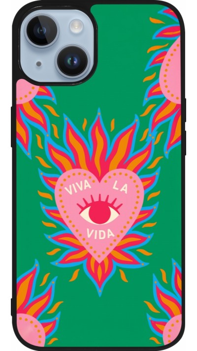 Coque iPhone 15 - Silicone rigide noir Viva la vida 2026
