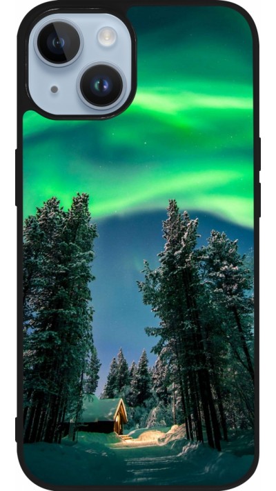 iPhone 15 Case Hülle - Silikon schwarz Winter 22 Northern Lights